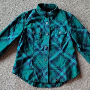 Green/Blue Plaid Ladies Large Jacket